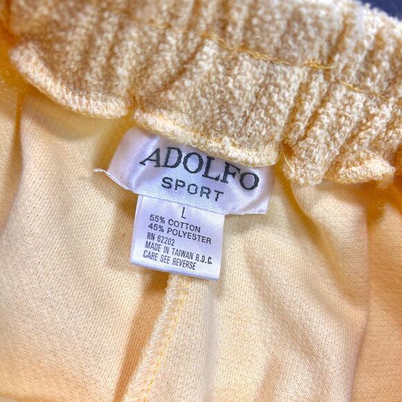 ADOLFO Preppy Butter Yellow Old Money Gold Buttons Terry Fisherman Shorts Large - Picture 2 of 6
